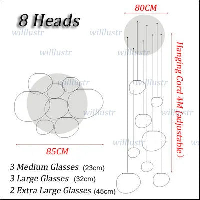 Glass Pendant Lamp Irregular Stonelike Suspension Light Hotel Lobby Mall Hall Villa Stair Living Room Hanging Ceiling Chandelier
