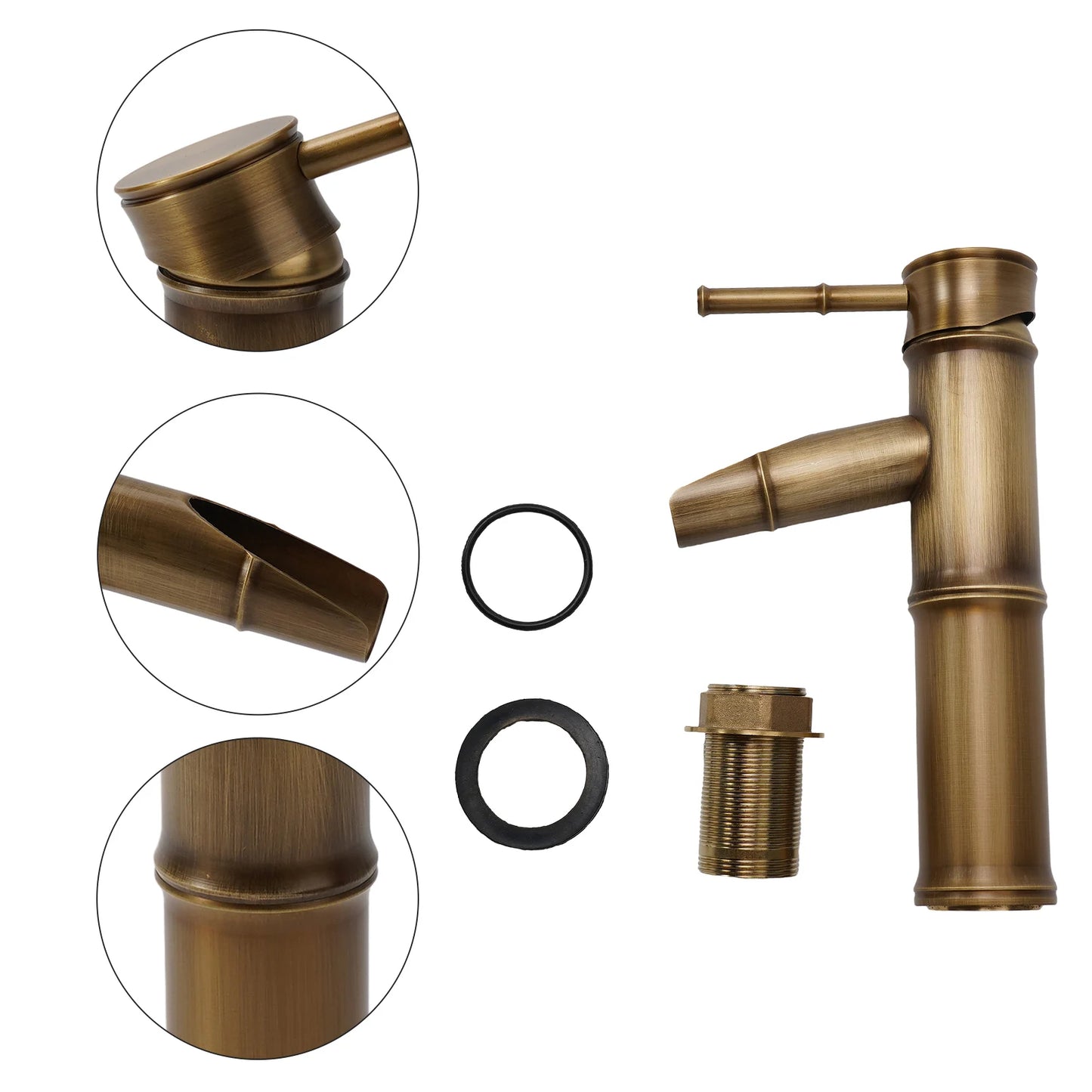 Bathroom Vanity Faucet Single Handle Hole Bathroom Sink Faucet Basin Mixer Tap Antique Brass Supply Hose Tap Hot Cold Water