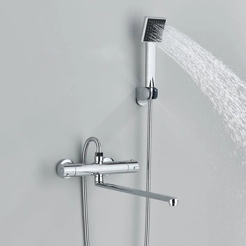 Thermostatic Shower Faucet Chrome Cold Hot Water Mixer Tap Wall Mounted Thermostat Tapware ABS Plastic Handheld Bathtub faucet