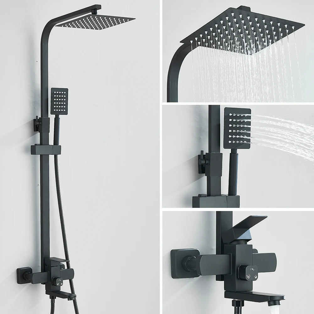 Gold Brushed Shower System 3 in 1 with Rain Handheld Shower Swivel Spout Shower For Bathroom Bathtub Shower Faucet