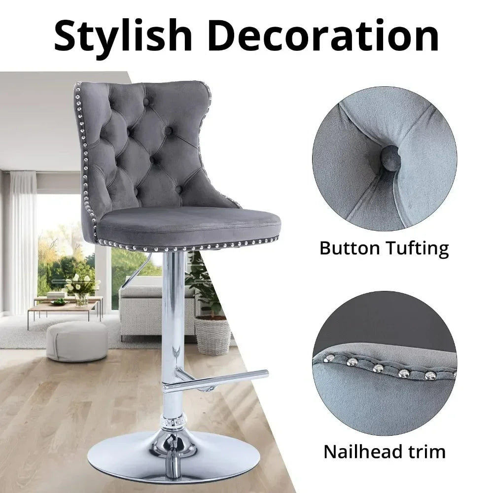 Velvet Button Tufted Stools Counter Height Bar Stools Set of 4