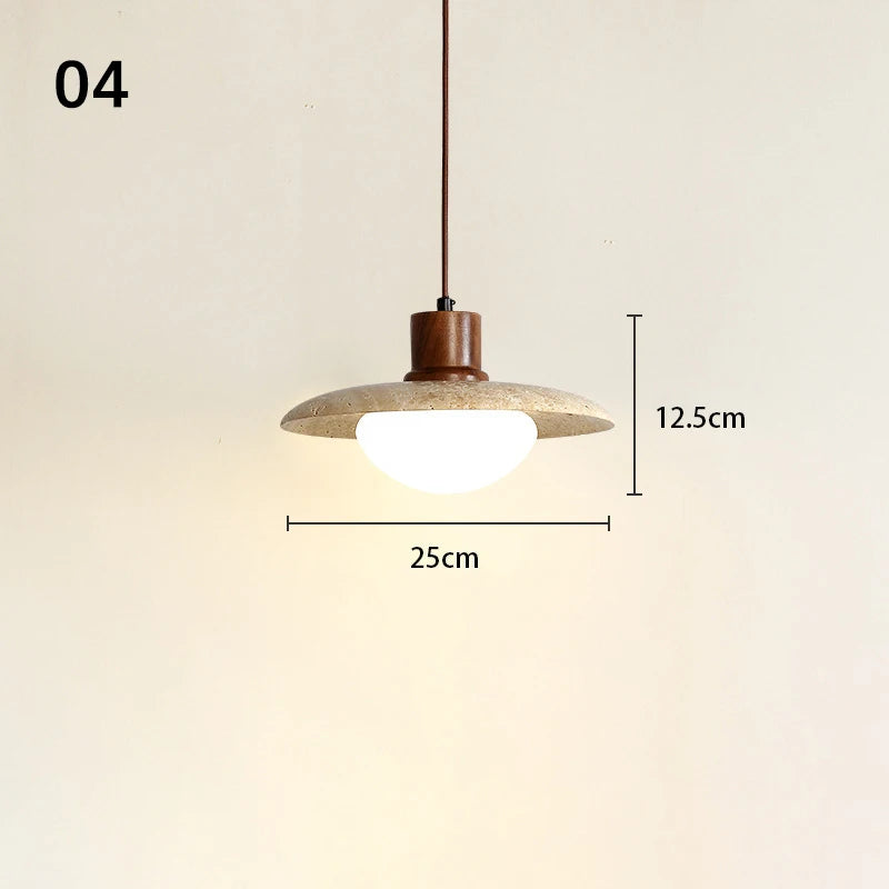 SANDYHA Retro Yellow Hole Stone Bedside Small Pendant Lamp Creative Designer Led Lighting for Bedroom Dining Room Lustre Decor