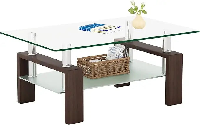 Modern Tempered Glass Coffee Table for Living Room