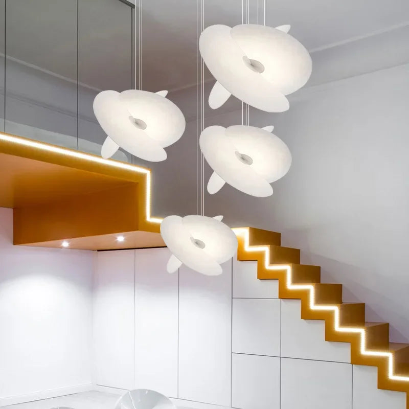 Creative Personality Art Curve Design Living Room Bedroom Restaurant Duplex Designer Silk Fabric Chandelier Eye Protection LED