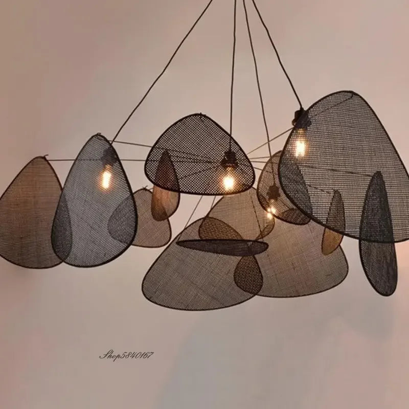 New Chinese Style Pendant Lights Black Rattan Suspension Luminaire for Restaurant Dining Room Home Decor Designer Light Fixtures
