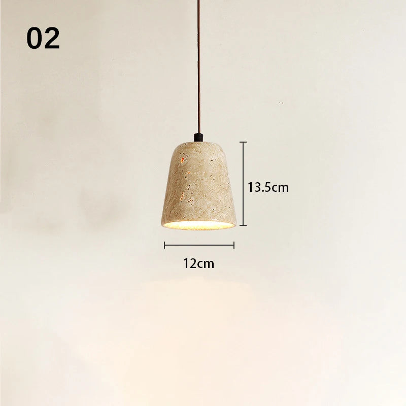 SANDYHA Retro Yellow Hole Stone Bedside Small Pendant Lamp Creative Designer Led Lighting for Bedroom Dining Room Lustre Decor