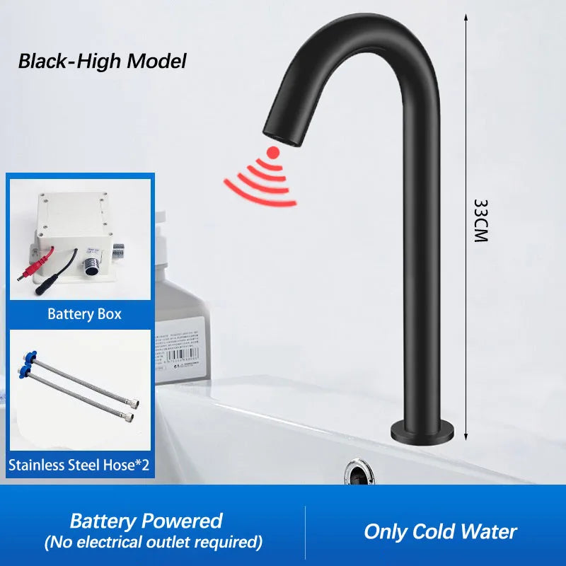 Black Automatic Touch Free Infrared Sensor Bathroom Basin Faucet.Touchless Tapware.Cold Hot Water Mixer Tap.Bathroom Sink Faucet