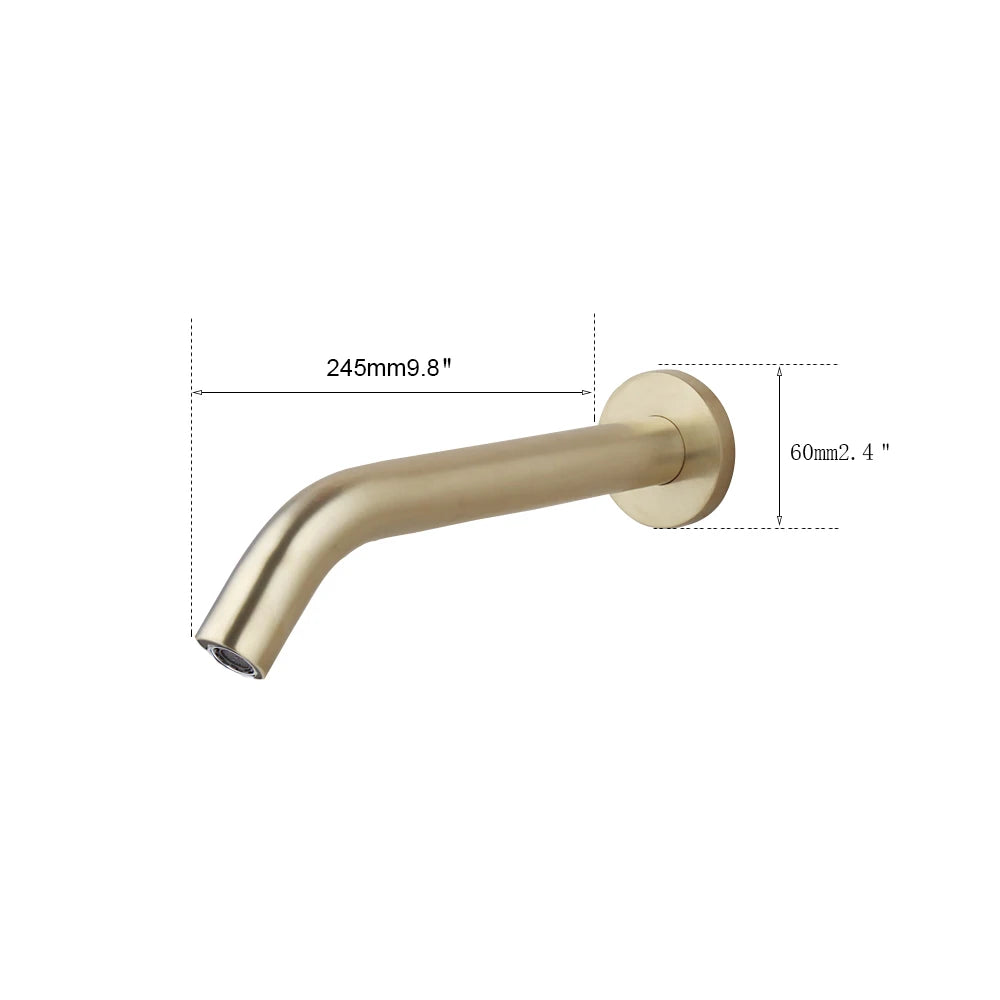 JIENI Black Chrome Lavatory Bathroom Faucet Wall Mount Sensor Faucet Automatic Free Touch Sensor Bathroom Sink Mixer Tap Faucet