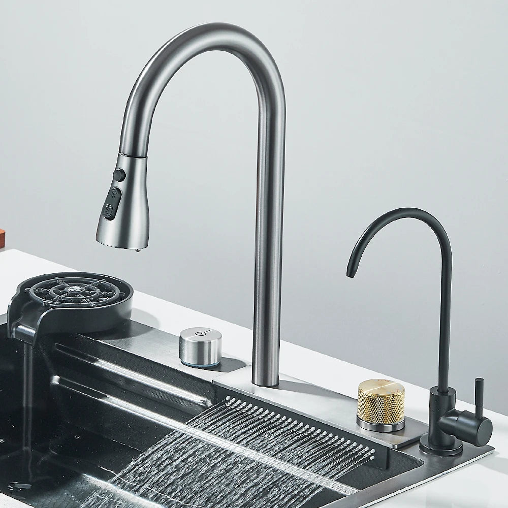 Waterfall Large Kitchen Sink 201 in Stainless Steel