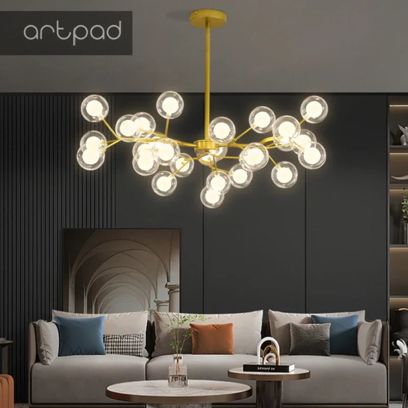 Artpad LED Firefly Ceiling Glass Hanging Chandelier Firefly Branches for Dining Room Living Room Hanging Lamp