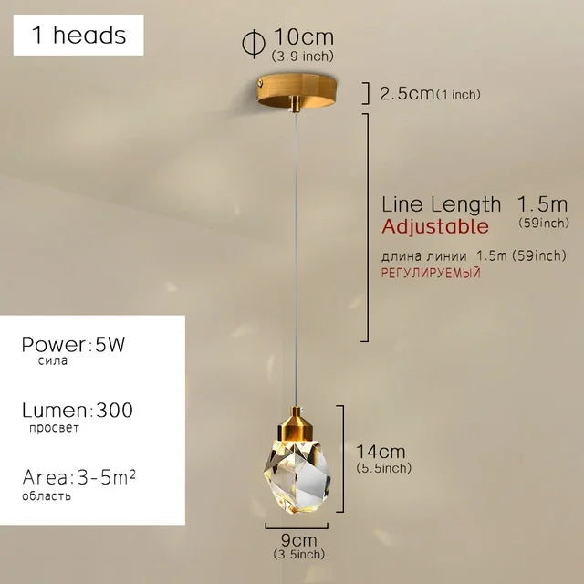 Nordic LED Crystal Hanging Lamp