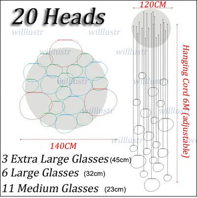 Glass Pendant Lamp Irregular Stonelike Suspension Light Hotel Lobby Mall Hall Villa Stair Living Room Hanging Ceiling Chandelier
