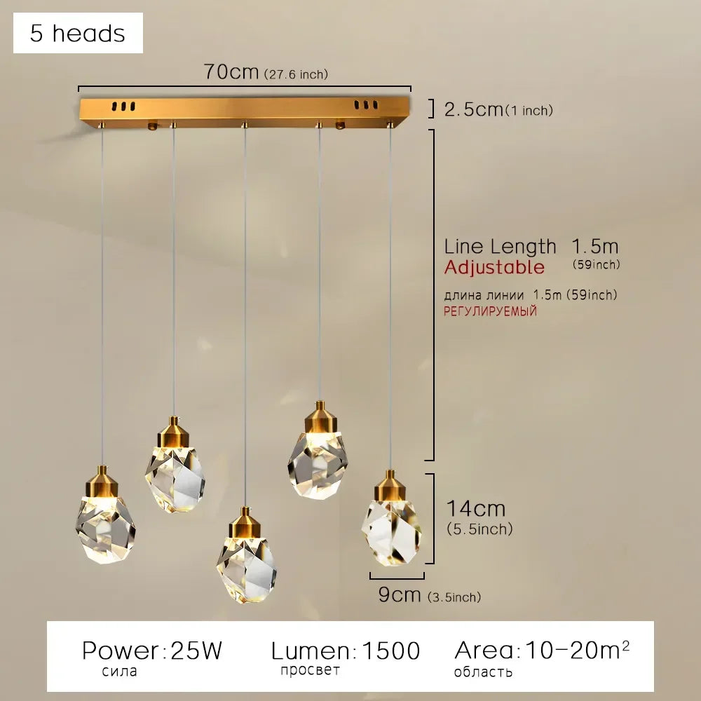 Nordic LED Crystal Hanging Lamp