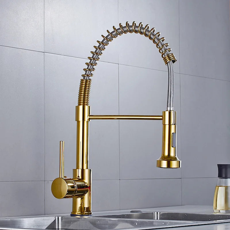 Kitchen Faucet Pull Out Stream Sprayer Deck Mounted Matte Black Mixer Tap 360 Degree Rotation  Kitchen Sink Hot Cold Taps