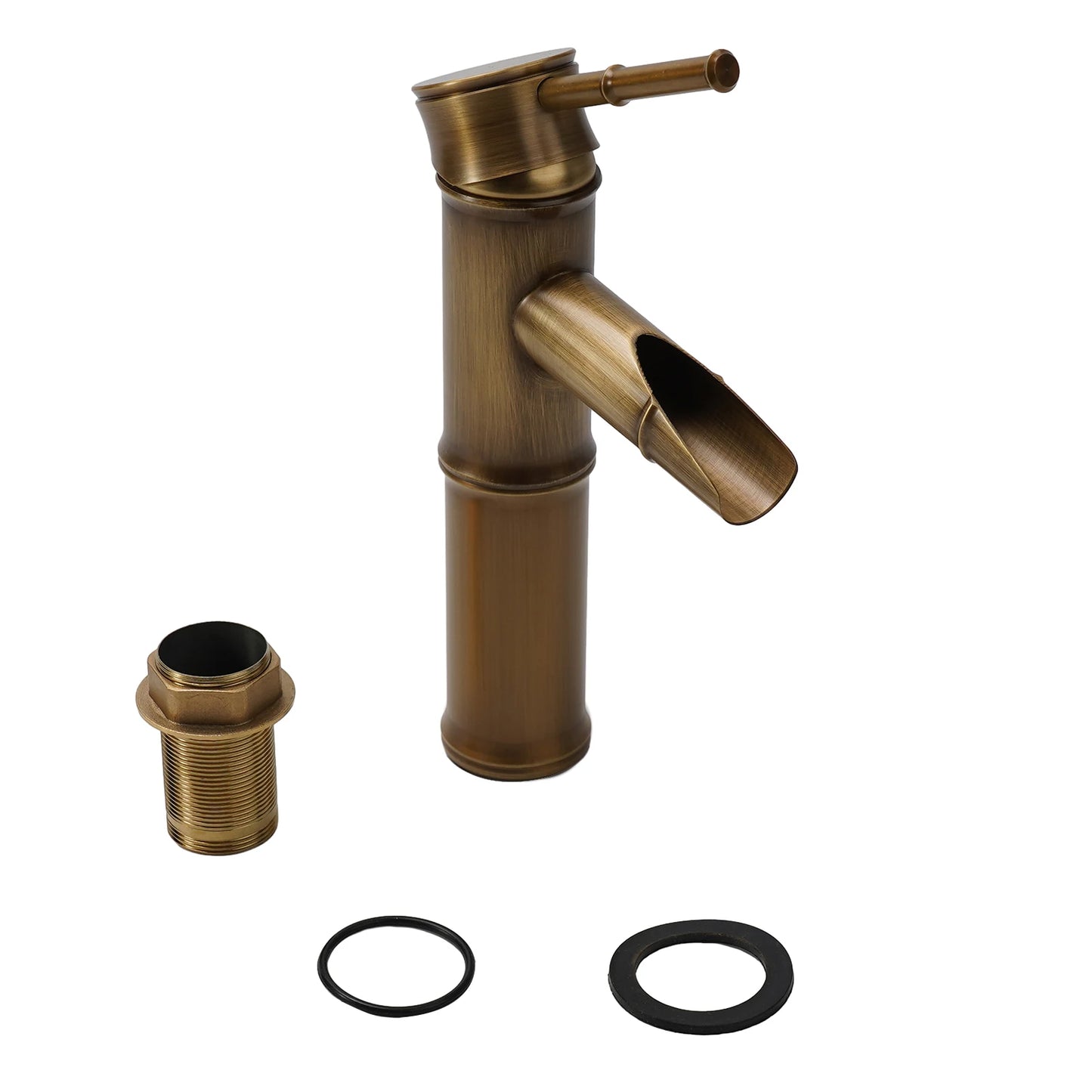 Bathroom Vanity Faucet Single Handle Hole Bathroom Sink Faucet Basin Mixer Tap Antique Brass Supply Hose Tap Hot Cold Water