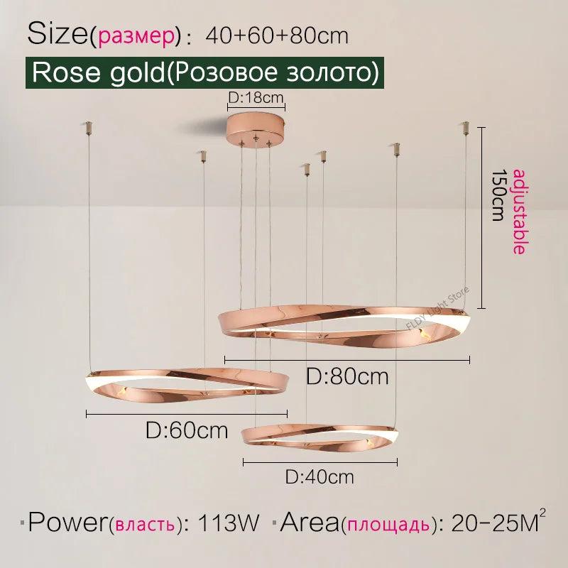 Living Room Chandelier Nordic pendant lamp Modern Dining room Chandelier  Ring Lamp Bedroom Restaurant Lamps LED Ceiling lights