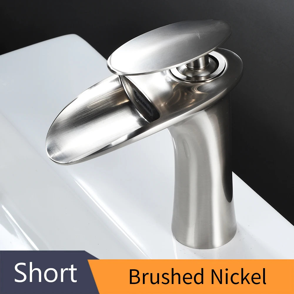 Gold Basin Faucets Waterfall Bathroom Faucet Single handle Basin Mixer Tap Bath Faucet Brass Sink Water Crane Silver 855923