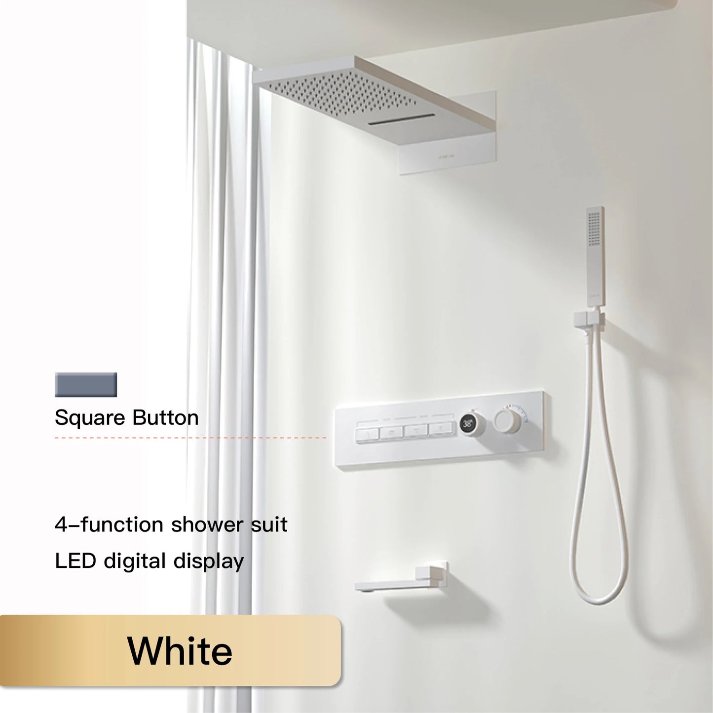 Luxury Black Brass Shower System LED Digital Display