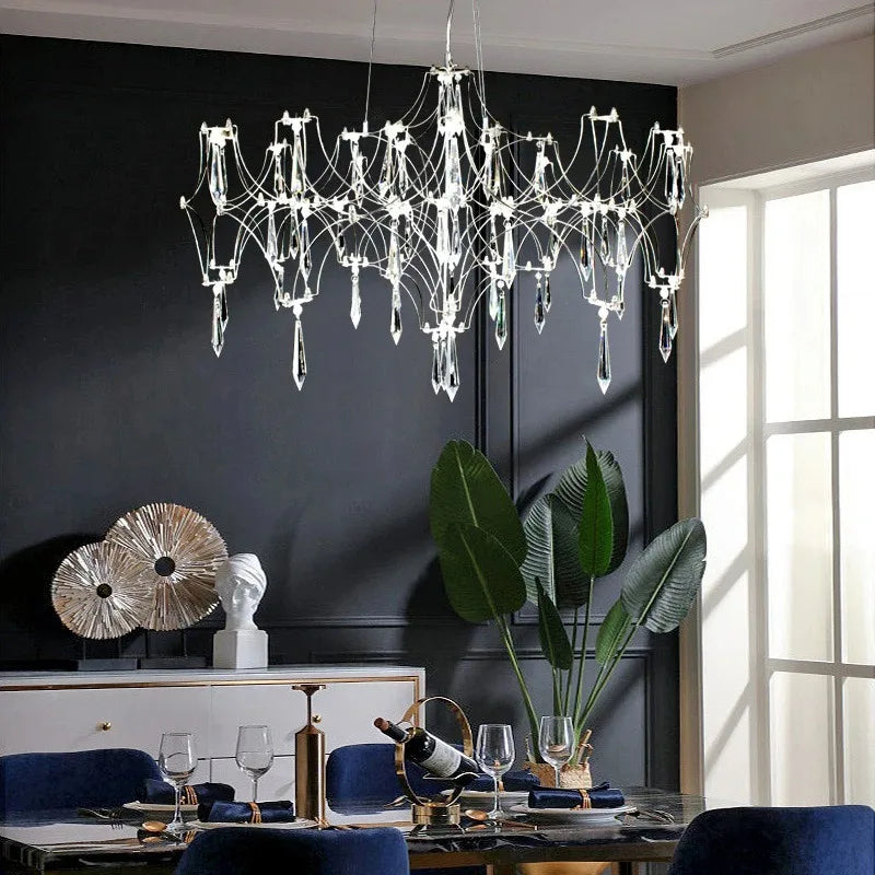 Nordic modern luxury crystal chandelier dining room bedroom LED light firefly luxury living room decoration LED chandelier