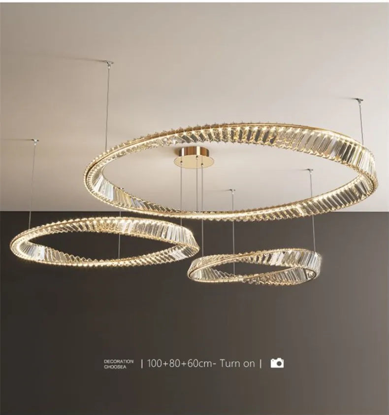 Modern Gold Ring Remote Dimmable Luxury Pendant Light
