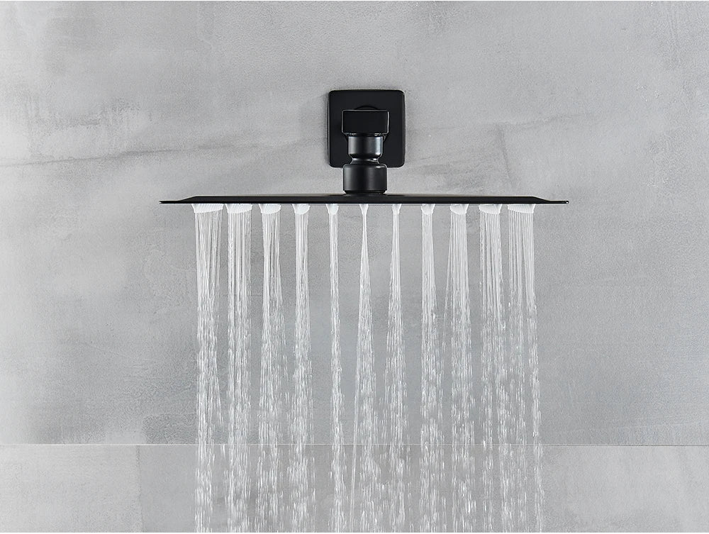 Black Golden Bathroom Faucet Rainfall Shower Faucet Mixer Tap Brass Mixer Valve Stainless Steel Shower System Faucet