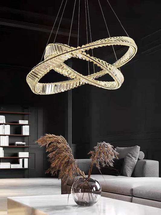Modern Crystal Lustre Irregular Rings Ceiling Pendant Lamp