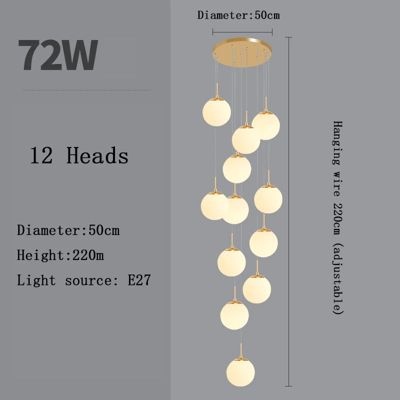 Stairs Modern Nordic Chandelier Loft Duplex Living Room Hotel Lobby Long Chandelier Home Decorative Lighting