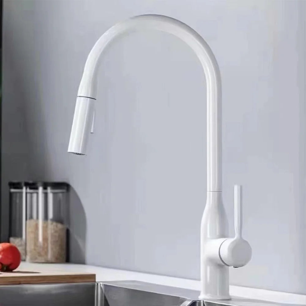 New Single Handle Gray Kitchen Faucet With Pull Down Sprayer High Arc Brass 360 Swivel Kitchen Sink Faucets Deck Mounted Chrome