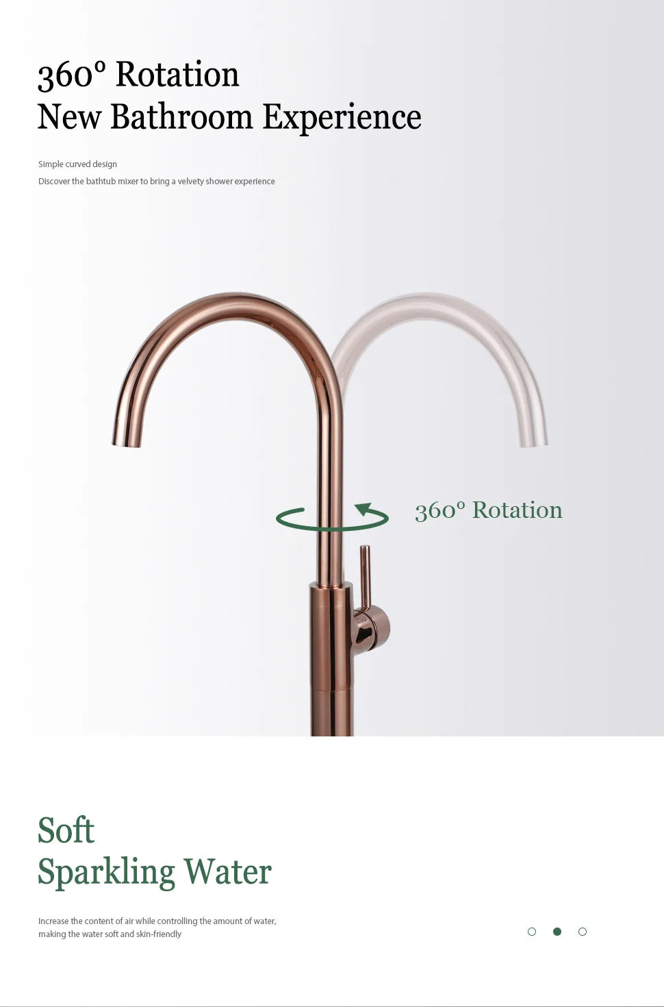 Bathroom Bathtub Floor Stand Faucet Rose Gold Mixer Single Handle Tap 360 Rotation Spout With Brass Hand Hot &Cold Water Shower