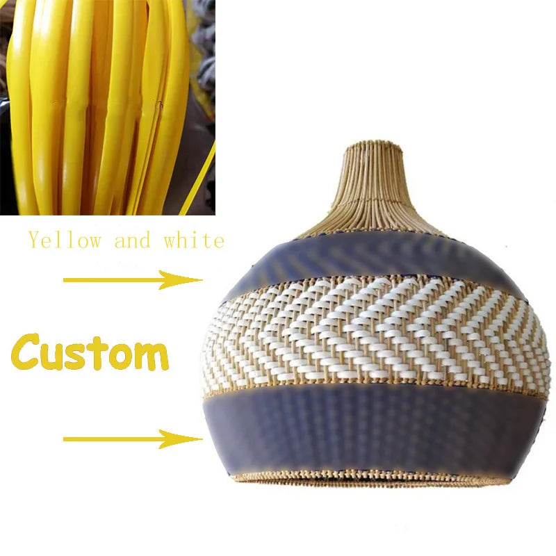 New Rattan Pendant Lights Creative Color Matching Rattan Lamp Chinese Style Luminaire for Dining Room Restaurant Suspension Lamp