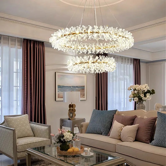Modern lustre Flower Crystal Chandelier Nordic Luxury Hanging Lamp Indoor Lighting Home Decor For Living Room Bedroom Restaurant