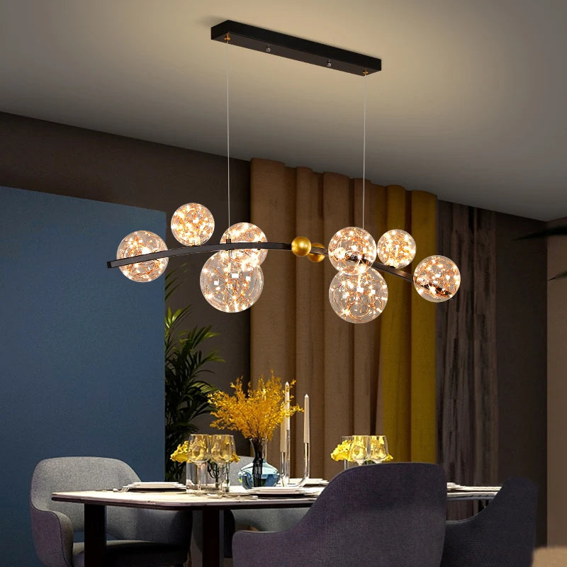 Nordic Clear Glass Ball Long LED Pendant Lamp