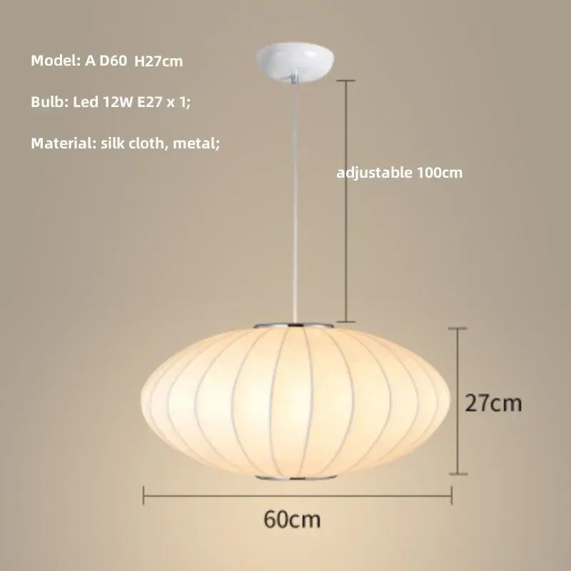 Nordic Minimalism Silk Led Pendant Lights Wabi Sabi Lustre E27 Pendant Lamp Suspend Chandelier Led Luminarias Hang Lamp Fixtures