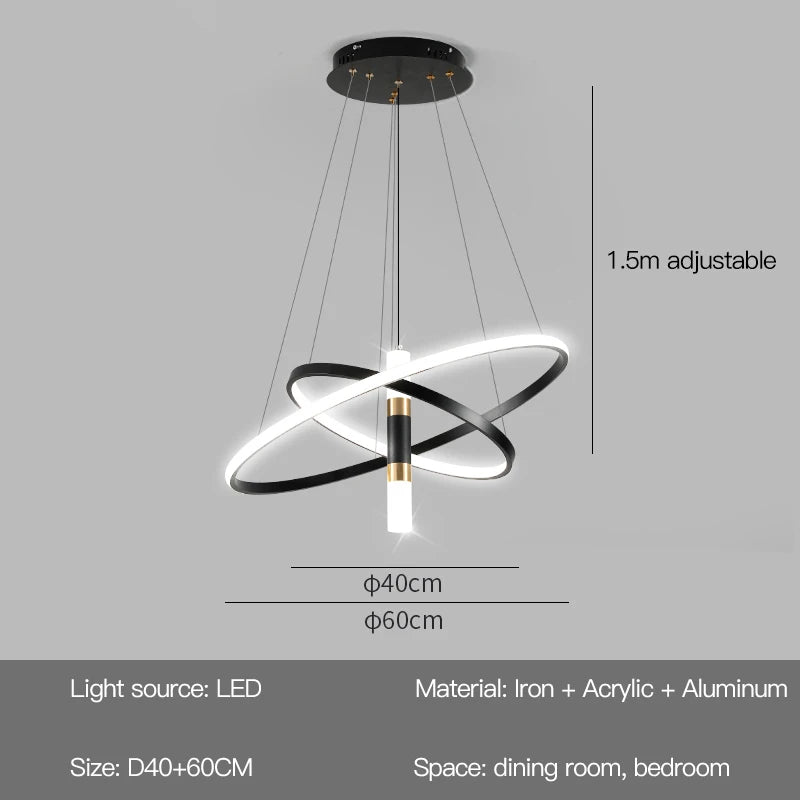 Modern Round LED Chandeliers for Living Room Dining Room Kitchen Island Luster Pendant Lights Fixture Home Decor Indoor Lighting