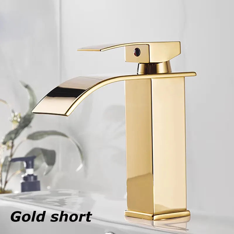 Waterfall Sink Faucet Bathroom Accessories Dual Control of Hot and Cold Bathroom Mixer Tap Washbasin Faucet Set Fixture Home