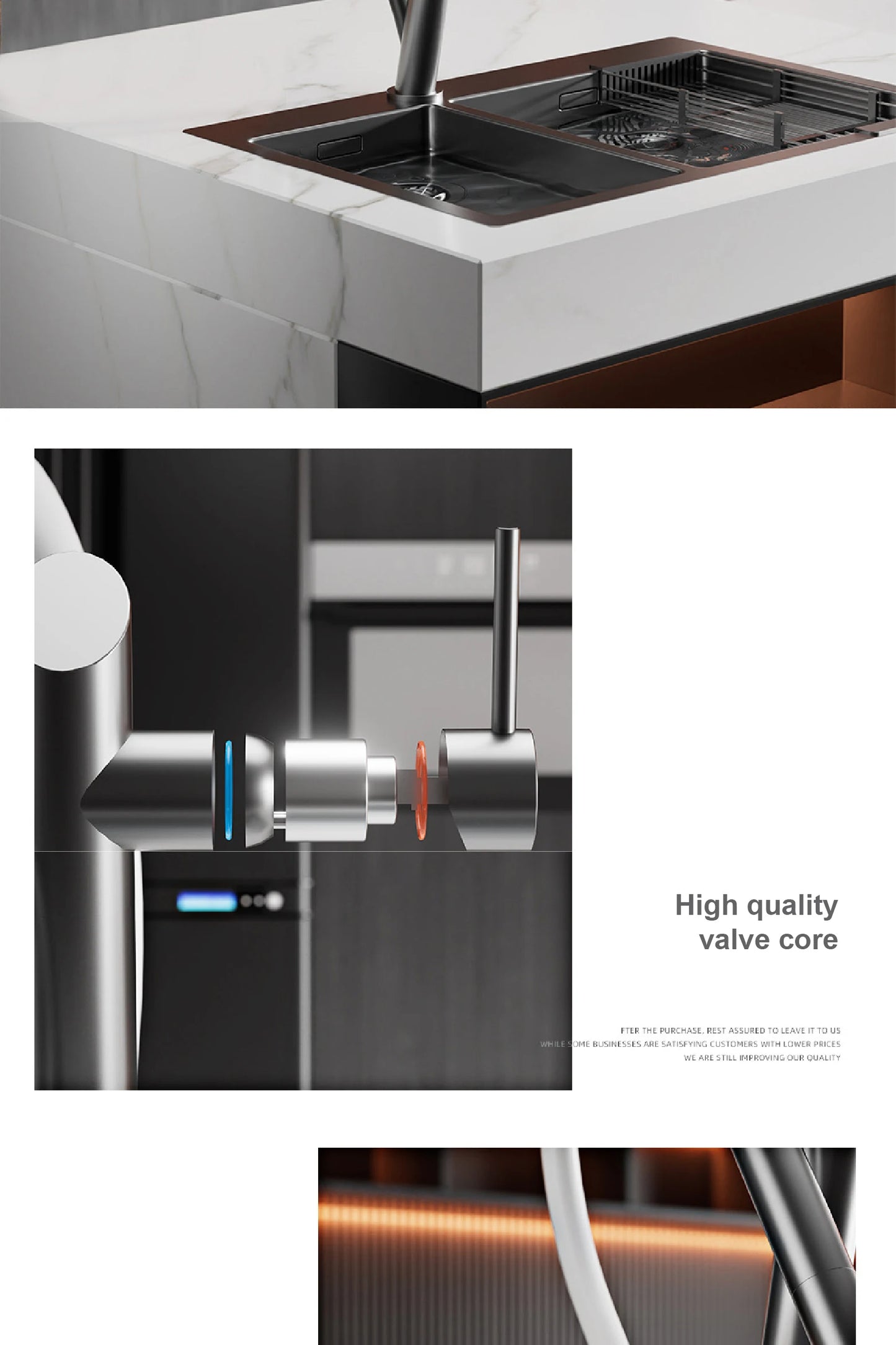AITANA luxury brass black kitchen faucet with pull-out design, dual control magnetic suction for cold & hot 2-function sink Tap