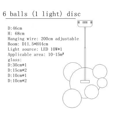 Modern Art Deco Glass Bubble Chandelier Customized Living room Droplight for Children Dining room Bar Indoor Decor Light Fixture