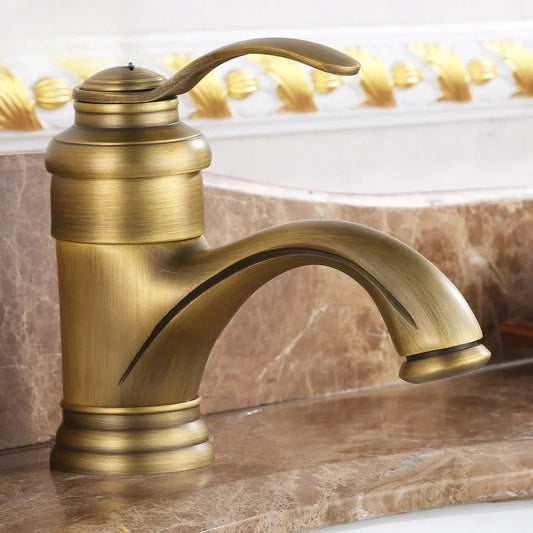 Hot selling . 6" Antique Brass Basin Faucets Crane Sink Basin Water Mixer Tap torneira