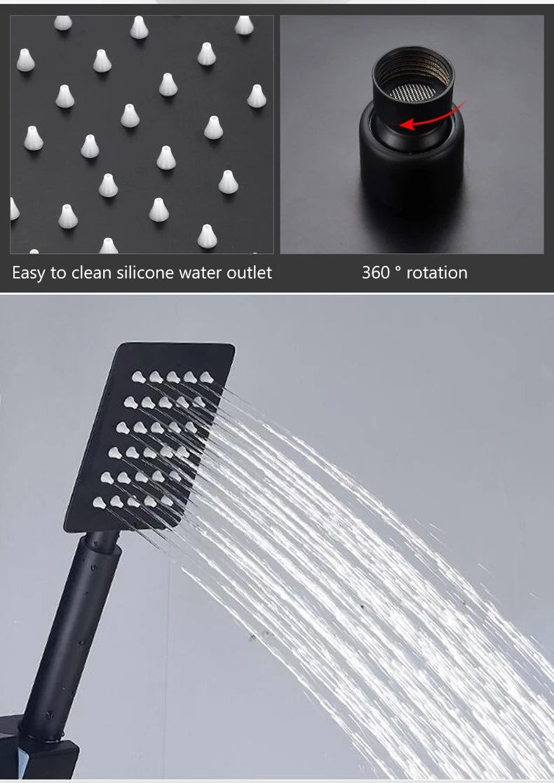 Black/Chrome Plating Bathroom Shower Set Household Copper  Faucet Wall-mounted Bathtub  Rain