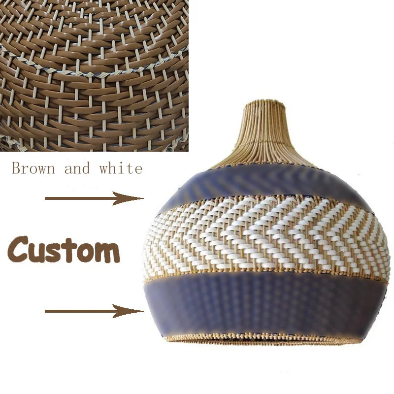 New Rattan Pendant Lights Creative Color Matching Rattan Lamp Chinese Style Luminaire for Dining Room Restaurant Suspension Lamp