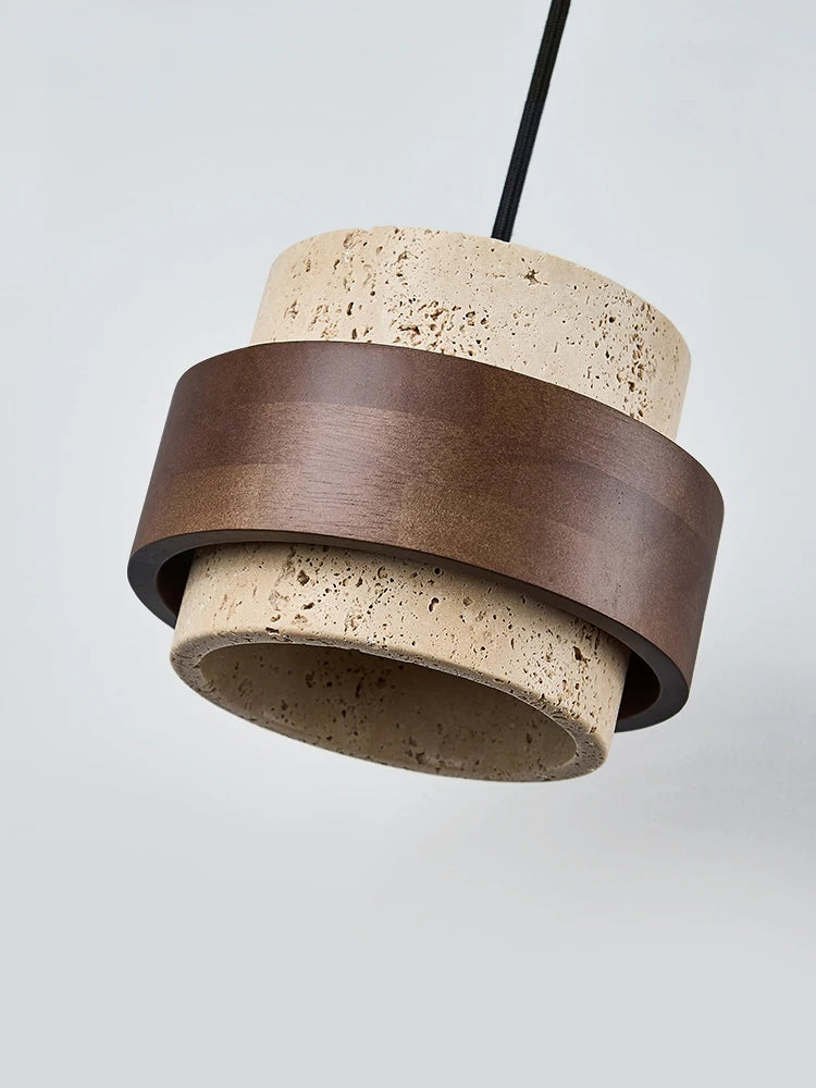 Led Pendant Lamp Bedroom Beside Chandelier Small Stone Light Wood Walnut Color Hanging Lighting Fixture Retro Bar Restaurant