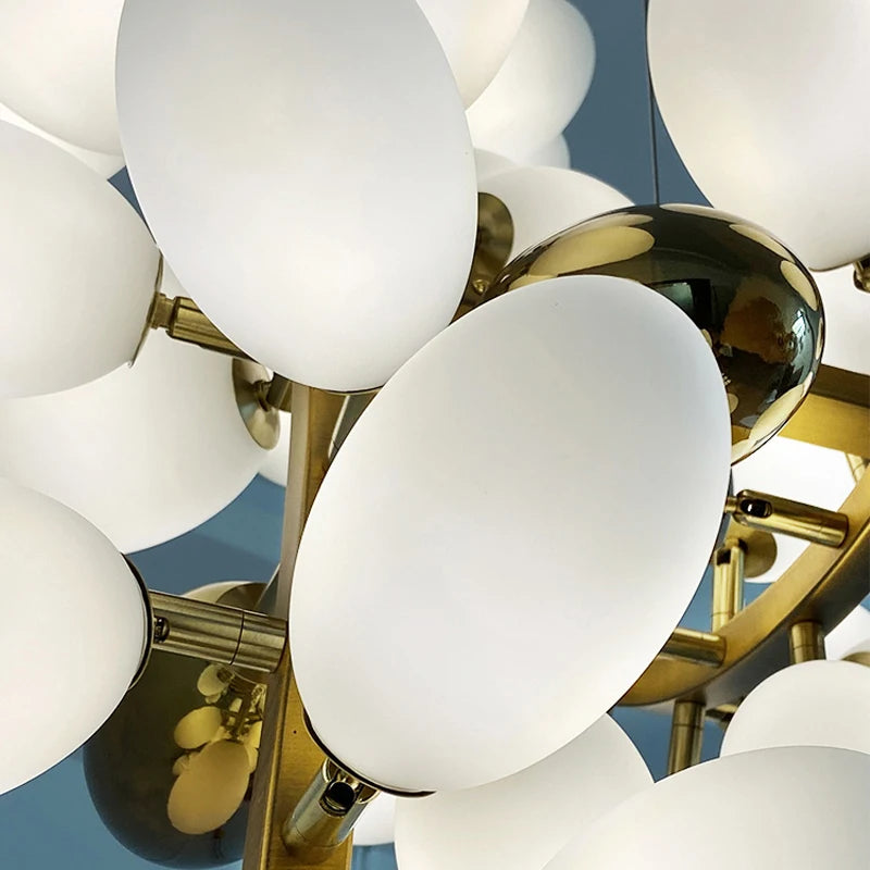 Postmodern LED Luxury White Glass Chandelier