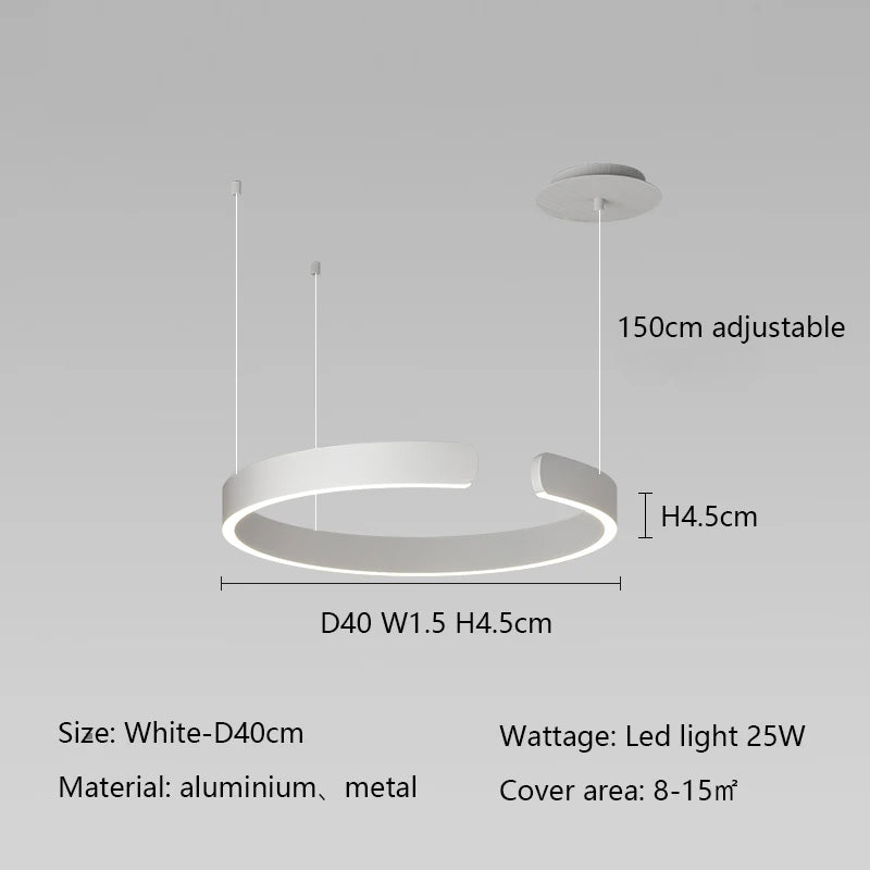 Modern Minimalist Semicircular Ring Led Chandelier For Lighting Living Dining Room Pendant Light Bedroom Hanging Lamp Luminarias