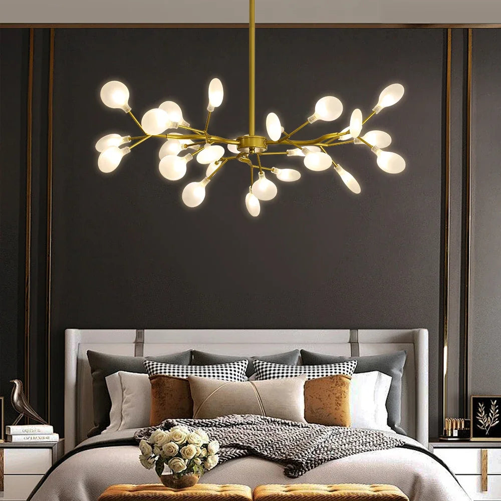 Artpad LED Firefly Ceiling Glass Hanging Chandelier Firefly Branches for Dining Room Living Room Hanging Lamp