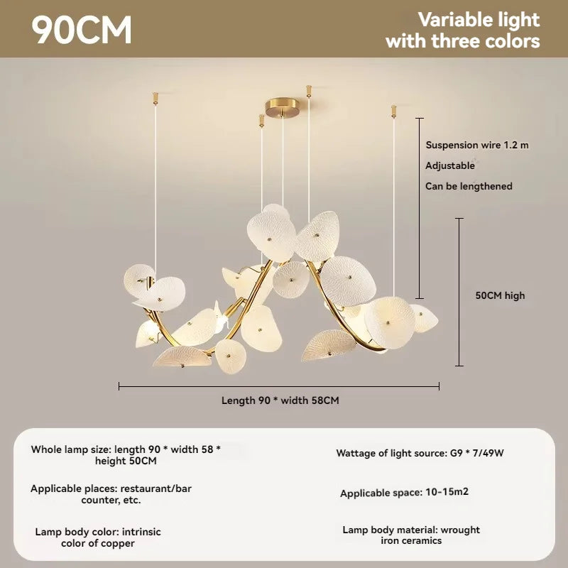 Modern Lotus Leaf Chandelier For Dining Room Long Kitchen Table Living Room Ceramic Lotus Petal Pendant Chandelier Lights