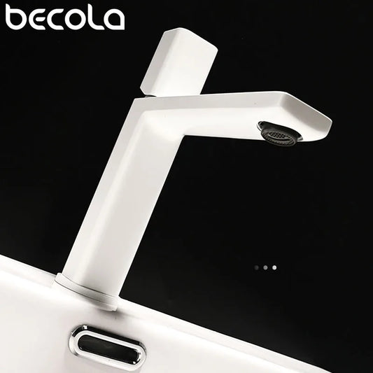 Becola Basin Sink Bathroom Faucet Deck Mounted Hot Cold Water Basin Mixer Taps Brush Golden Matte Black Lavatory Sink Tap Crane