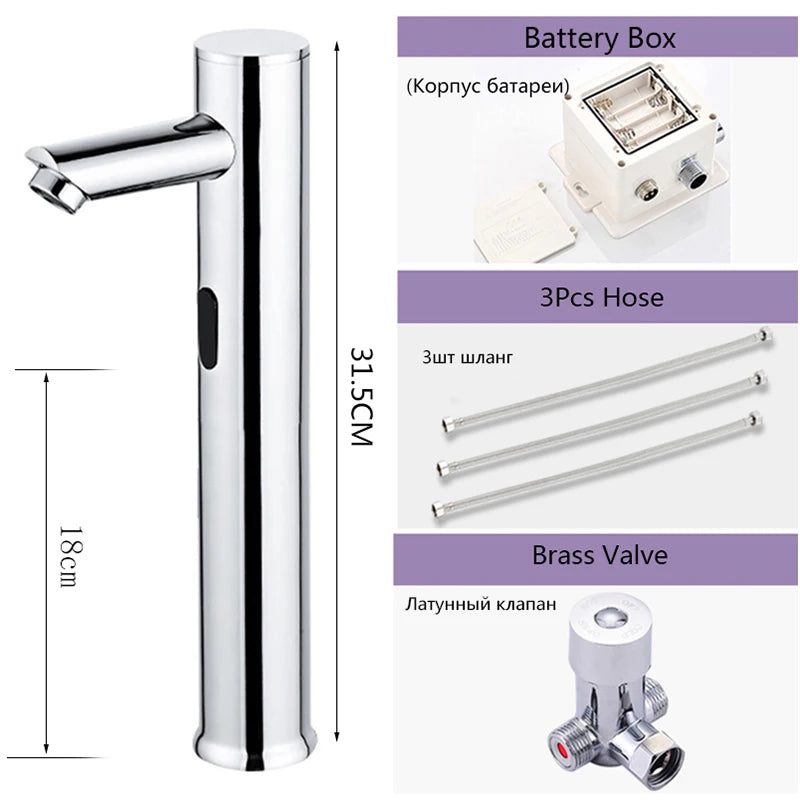 OXG Bathroom Automatic Touch Free Sensor Faucet Deck Mounted Basin Faucet Hot Cold Mixer Tap Bathroom Faucet Basin Sink Faucet