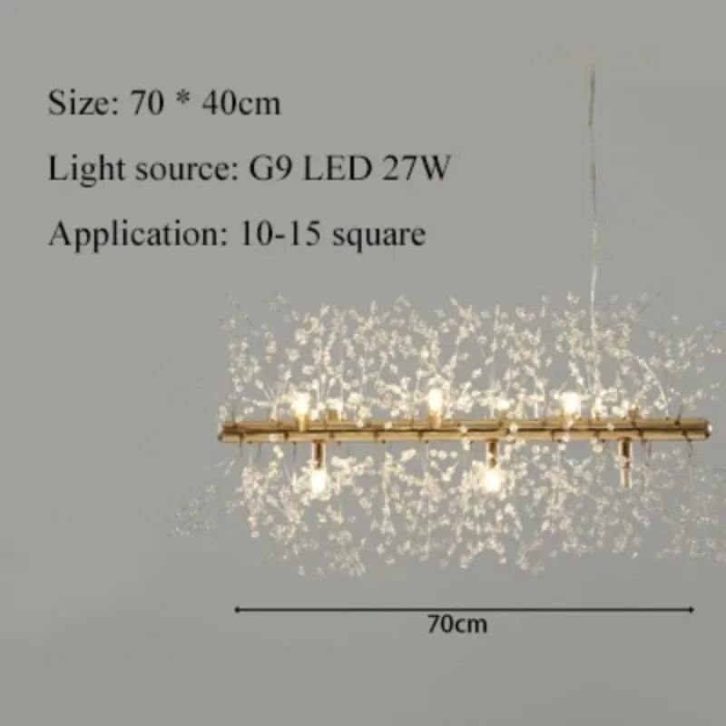 Nordic Dandelion Long Led Chandelier for Dining Room Light Fixture Snowflake Suspension Living Room Pendant Lamp Indoor Lighting