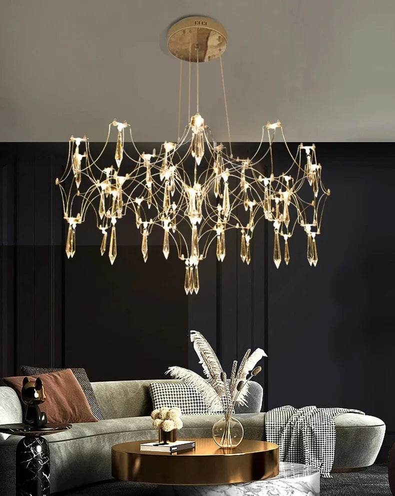 Nordic modern luxury crystal chandelier dining room bedroom LED light firefly luxury living room decoration LED chandelier