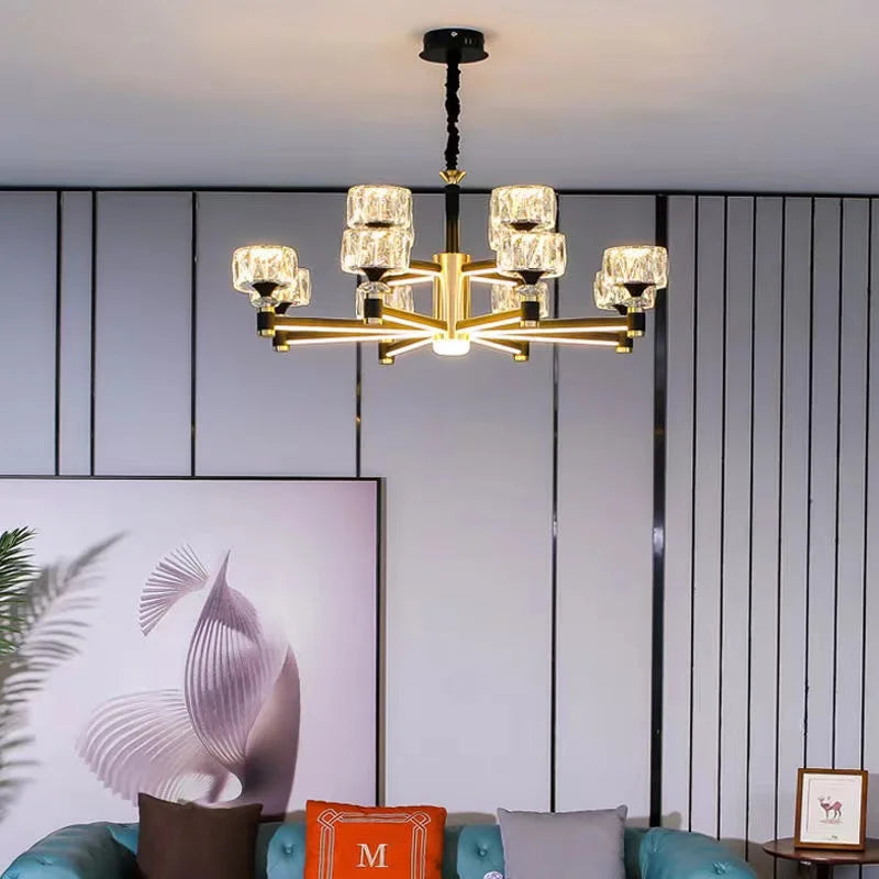 Nordic LED Luxury Living Room in Gold and Black